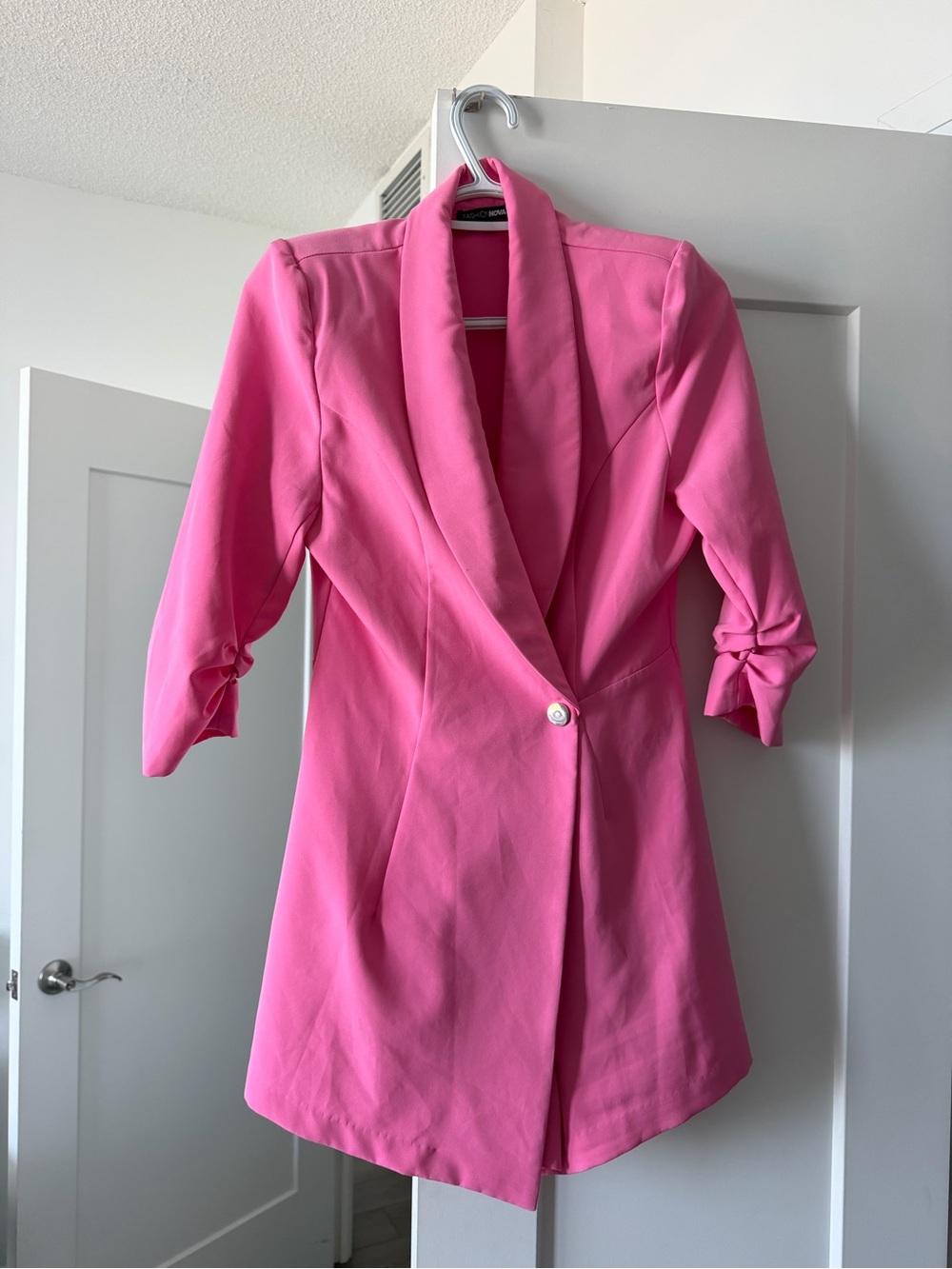 Fashion Nova Pink Shawl Collar Blazer Dress